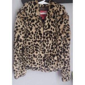 Girls Cheetah Faux Fur ZIP Front Jacket  Bongo Girls